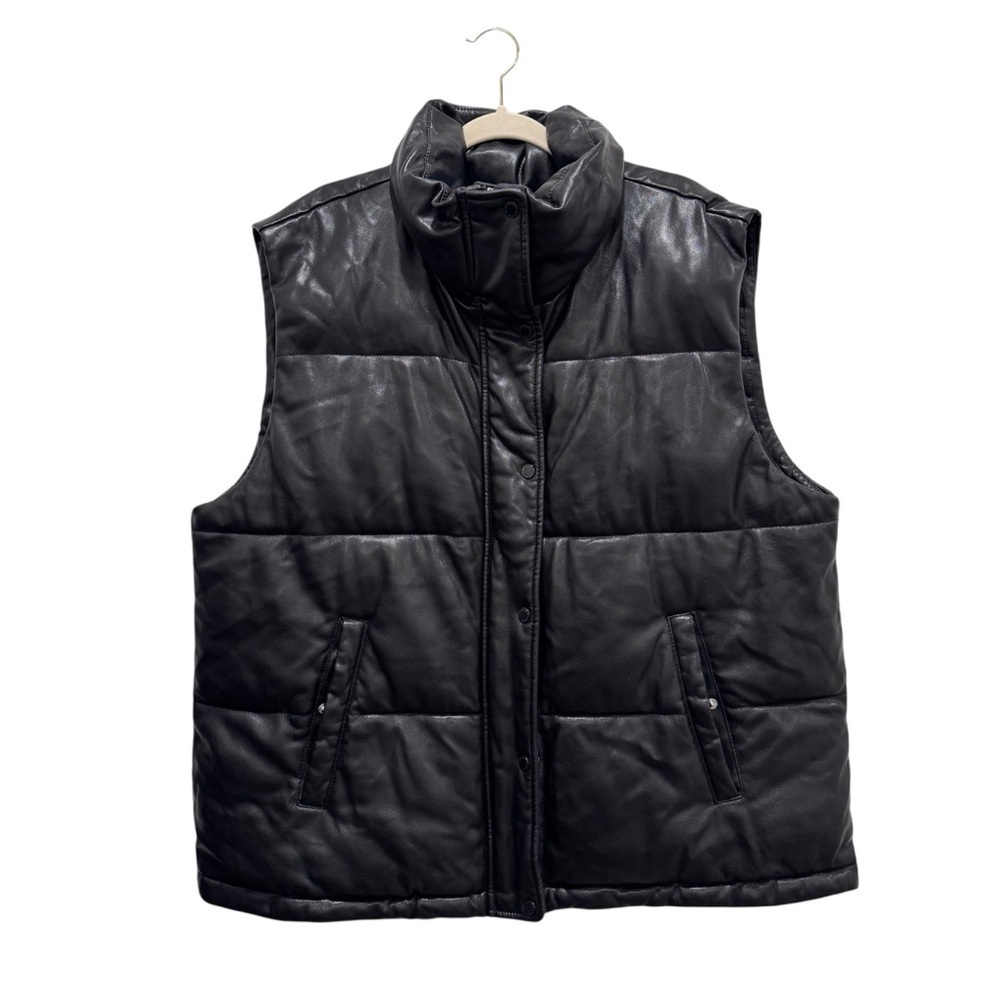 Abercrombie & Fitch Vegan Leather Puffer Vest Black Sz XL - Picture 2 of 14